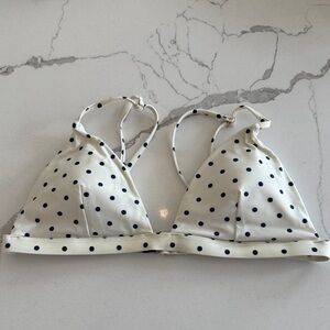 summersalt Cream and Navy Polka Dot Triangle Bikini Top